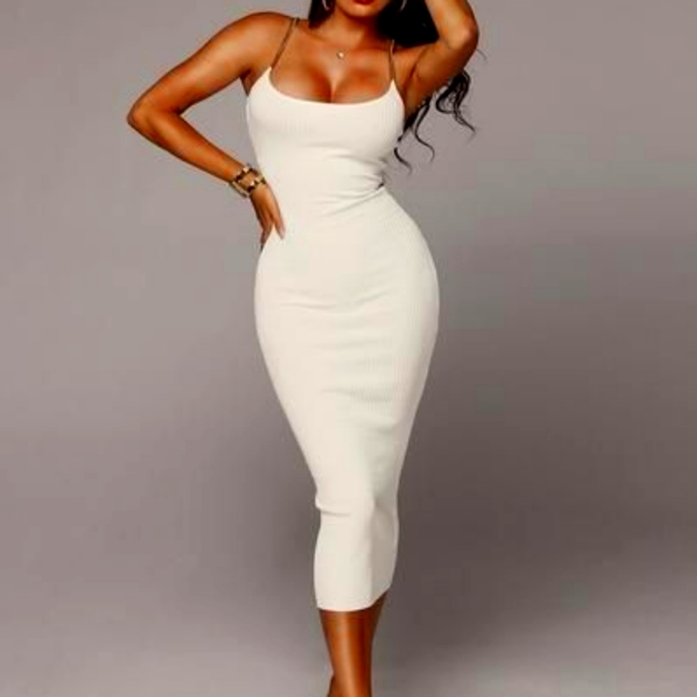 Jluxlabel White Ribbed Dress